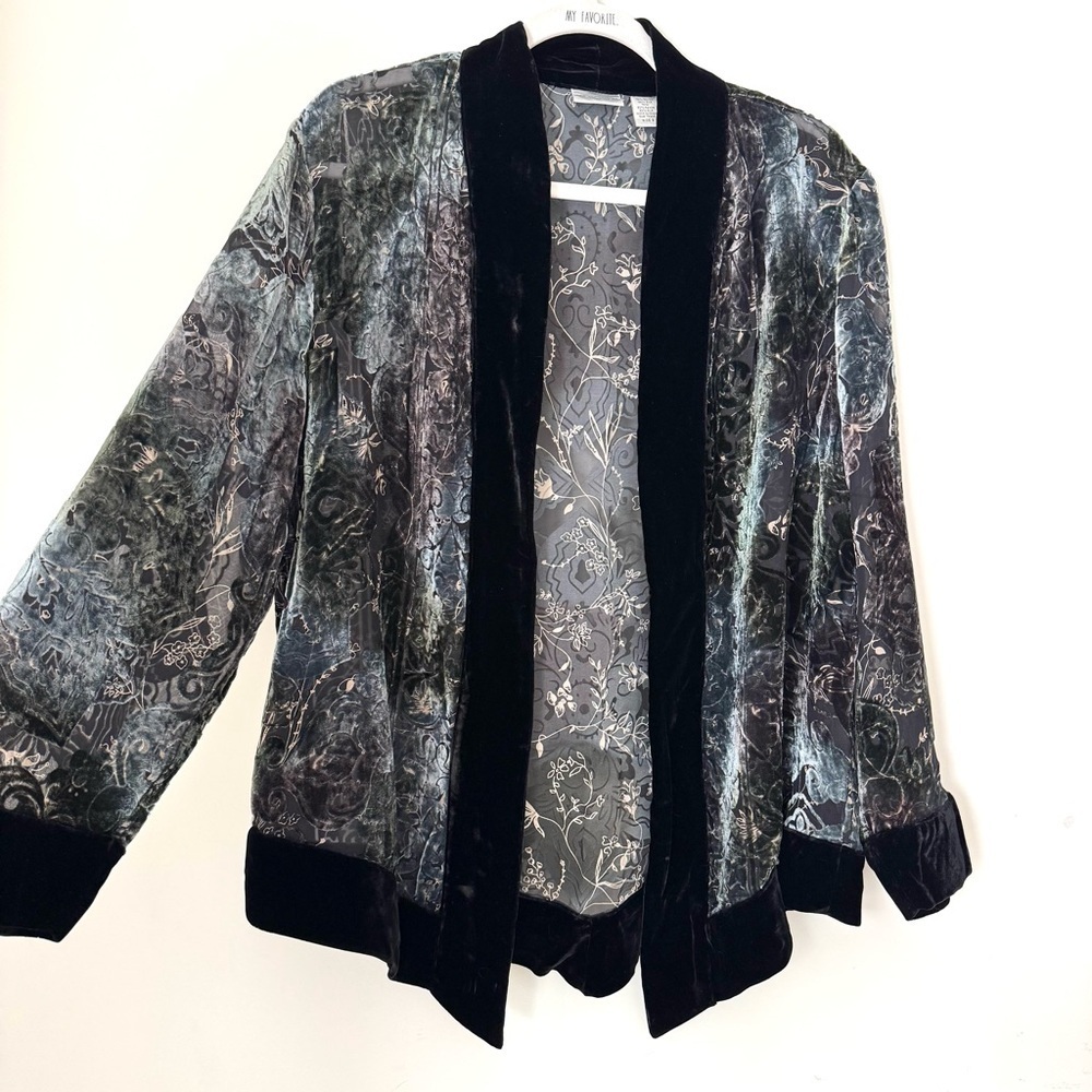 Chico’s rayon silk Blend velvet burnout kimono jacket